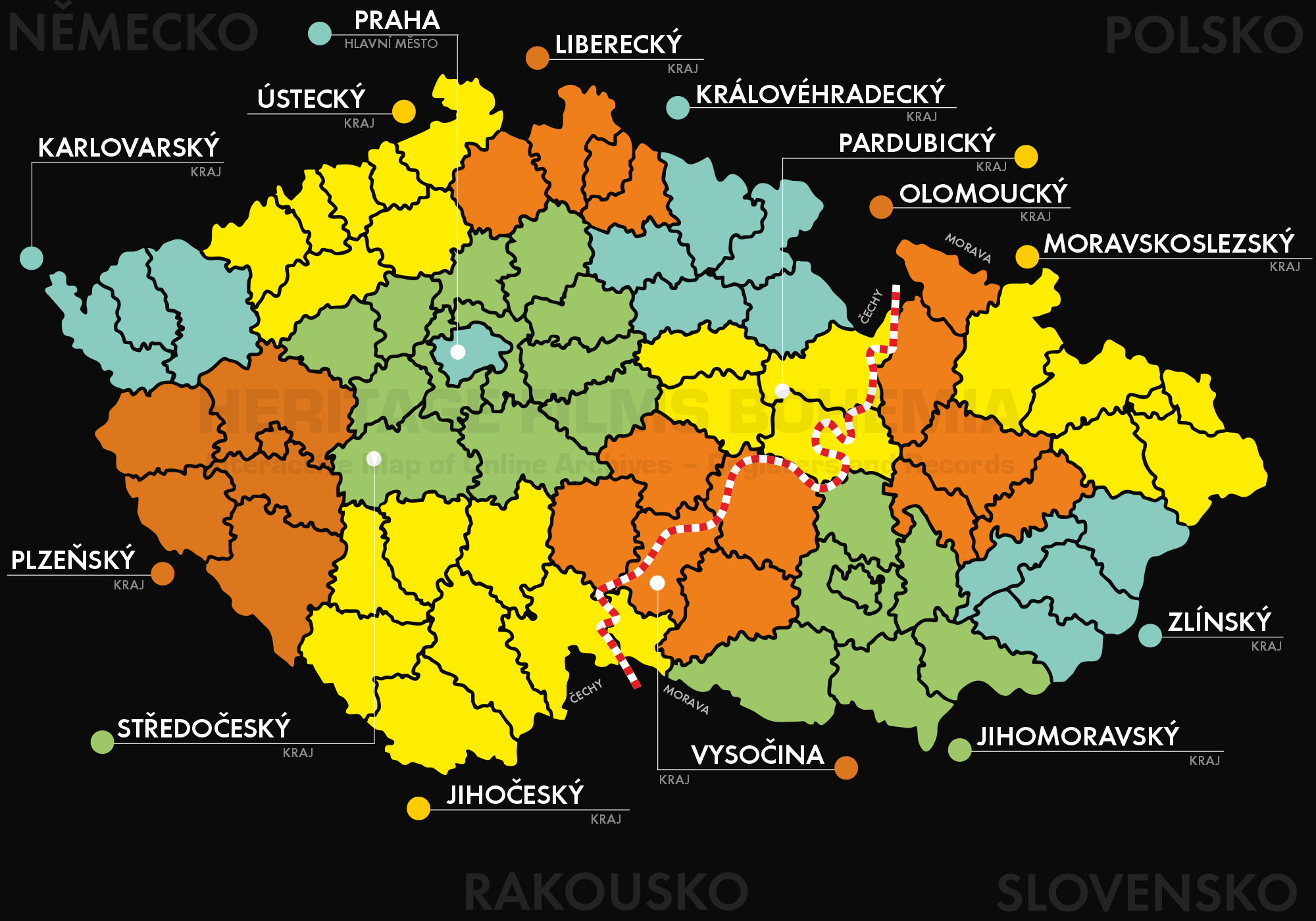 Mapa České republiky: kraje a okresy