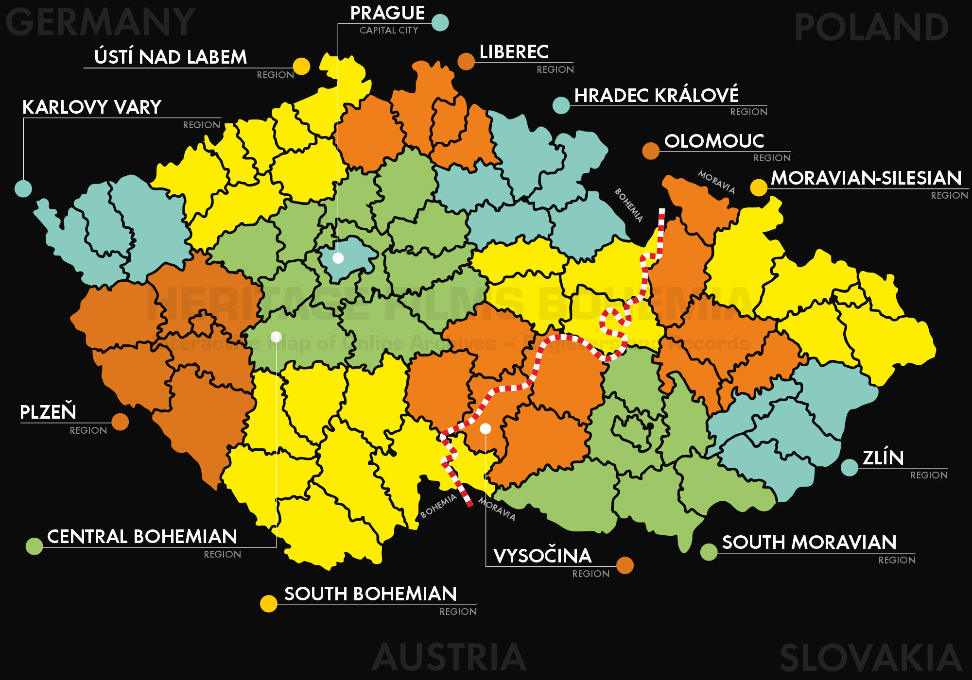 Mapa České republiky: kraje a okresy